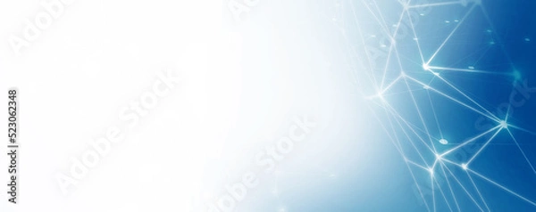 Fototapeta Panoramic abstract dot and triangle connection background., The world is connect and smaller concept, Digital futuristic Earth minimalism background