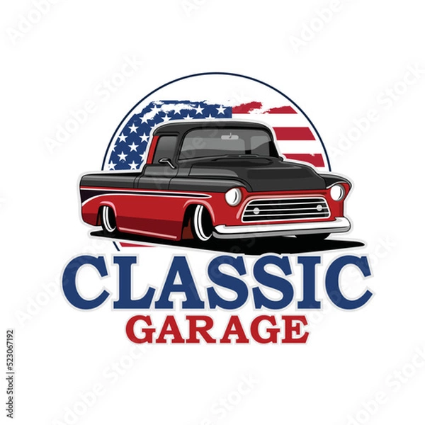 Obraz premium Classic Pickup car illustration vector
