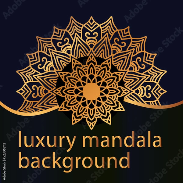 Fototapeta set of vector design templates. Business card with floral circle ornament.mandala style.luxury gold.
