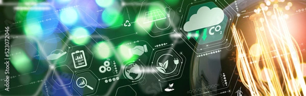 Fototapeta Vintage Light bulb of eco friendly Environmental technology and Sustainable development, save the planet and energy, Recycle and reuse.