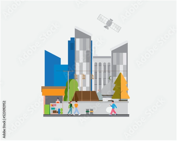 Obraz graph with city