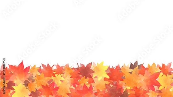 Obraz 積もったもみじの葉（ワイド）