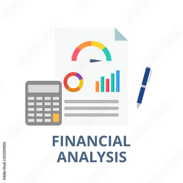 Fototapeta Financial analysis vector. Finance, accounting, management and business concept. Manager uses financial statement to analyze business performance.