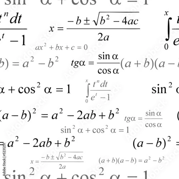 Fototapeta Seamlessly vector wallpaper mathematics on white
