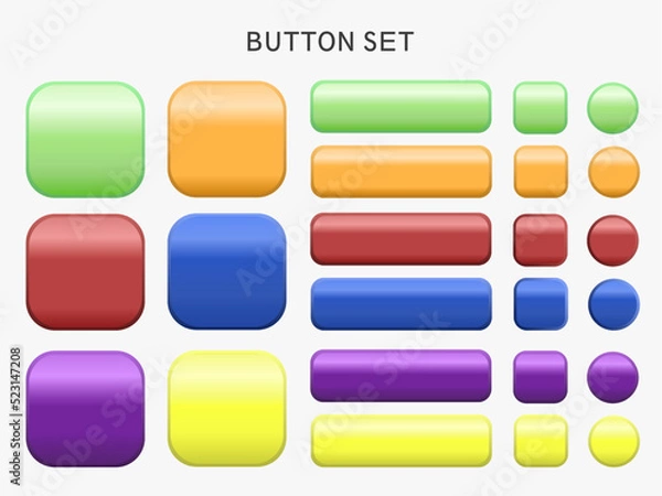 Fototapeta buttons set for web vector 