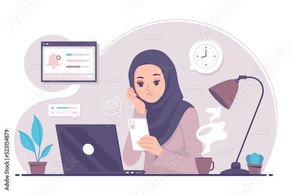 Fototapeta islamic women are bored and tired from work