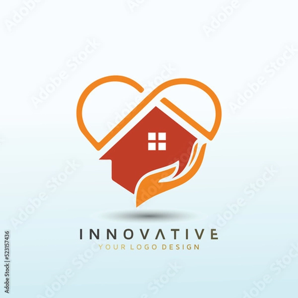 Obraz Logo for envision the outline of a house with the roof of the house being a heart