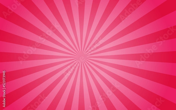 Fototapeta Sun rays retro vintage style on pink and red background, Sunburst pattern background. Rays. Comic banner vector illustration. Abstract sunburst wallpaper for template business social media advertising