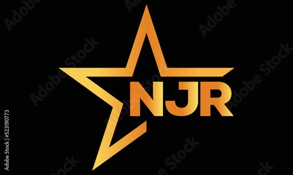 Fototapeta NJR golden luxury star icon three letter logo design vector template. royal logo | luxury logo | jewelry logo | premium logo | iconic logo | Victoria logo |