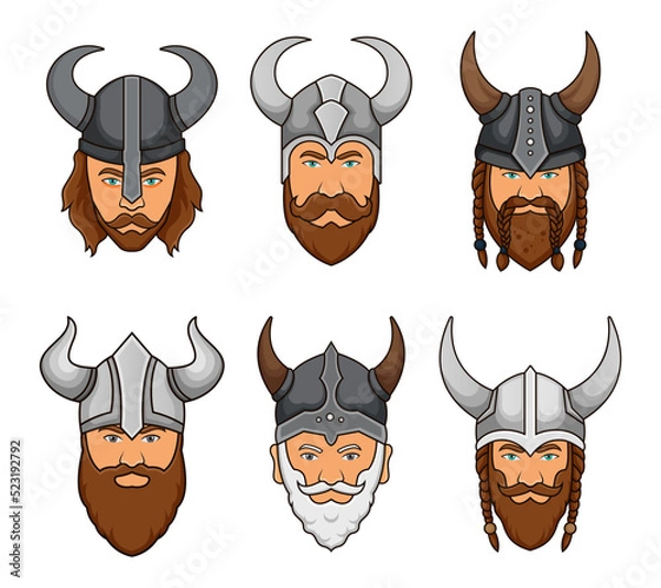 Obraz Viking head vector set