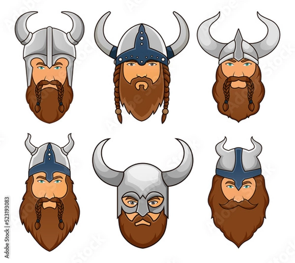 Obraz Viking head vector set
