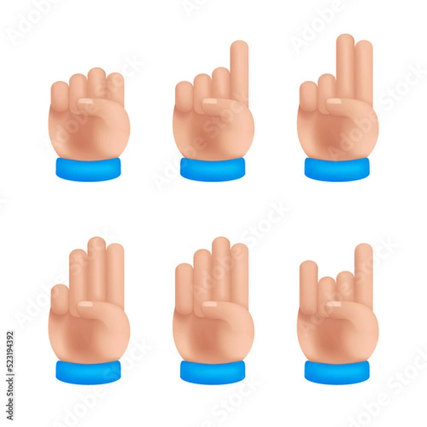 Fototapeta 3d hand gesture vector set
