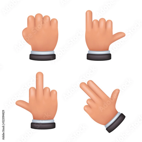 Fototapeta 3d hand gesture vector set
