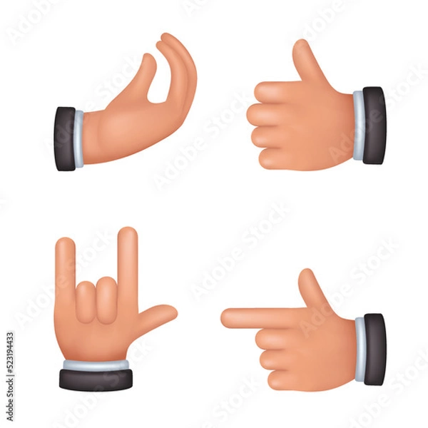 Fototapeta 3d hand gesture vector set