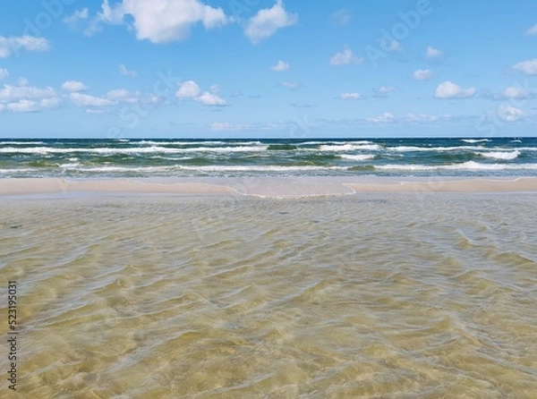 Obraz Beach under water. Sea and clouds.
