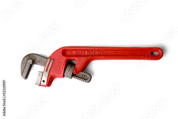 Fototapeta pipe wrench isolated over a white background