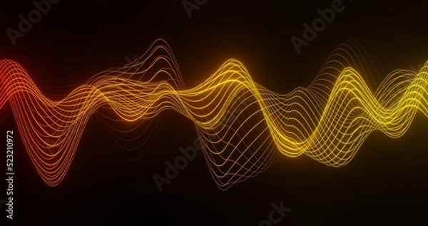 Fototapeta Abstract background design using wavy grid pattern in bright yellow-orange color, 3d rendering and 4K size