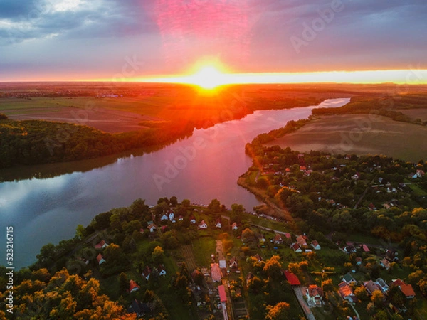 Obraz Aerial view of Lake Deseda near the city of Kaposvar in Hungary