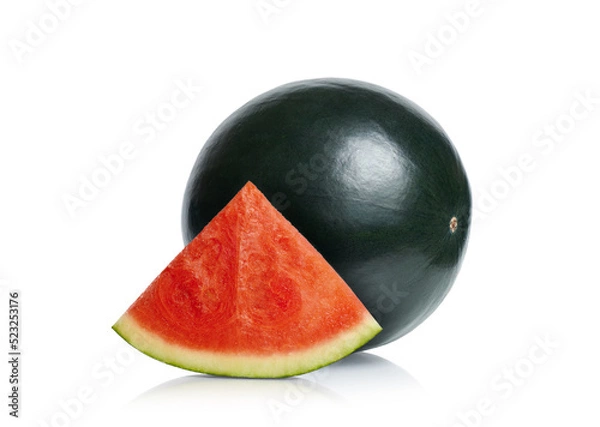 Obraz Seedless black watermelon isolated on white background