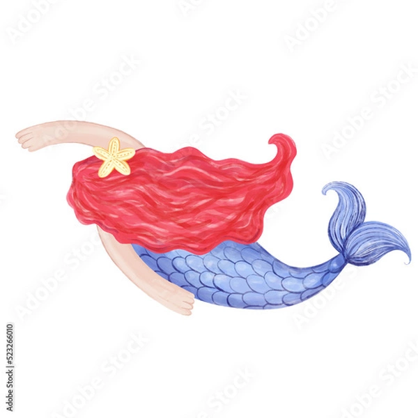 Obraz Śliczna syrena akwarela