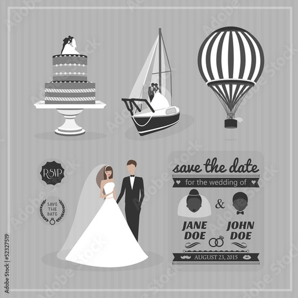 Obraz Set of wedding design elements