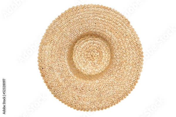 Fototapeta Straw hat isolated top view