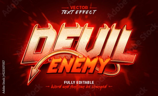 Obraz Red devil game title style editable text effect template