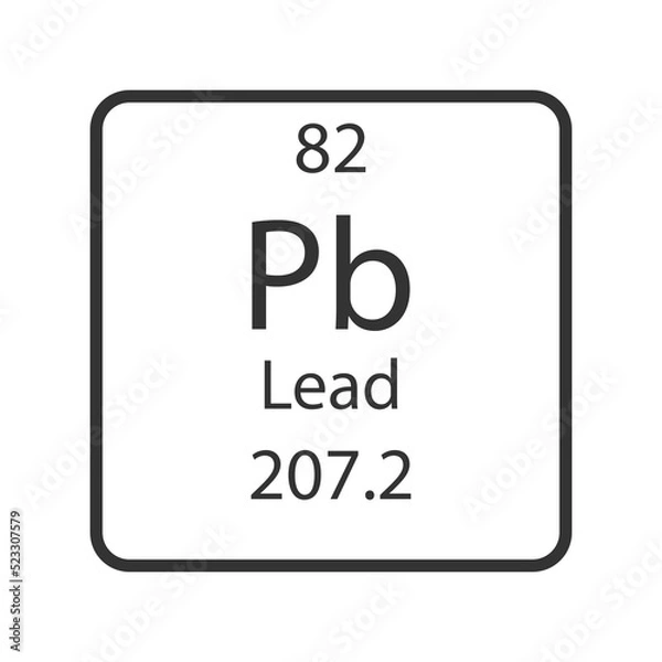 Fototapeta Lead symbol. Chemical element of the periodic table. Vector illustration.