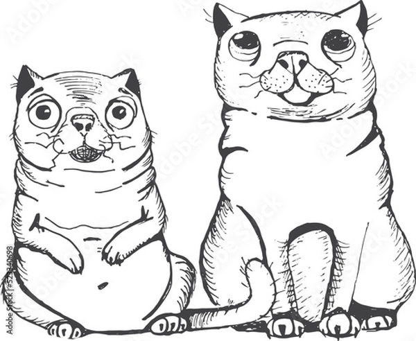 Obraz Hand Drawing Cartoon Cats 