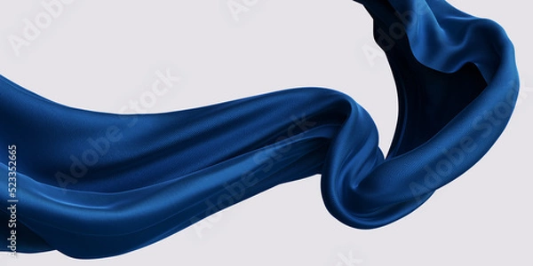 Fototapeta Blue dynamic Cloth silk scarf movement, floating fabric background, 3d rendering elegant silk textiles fly