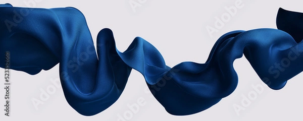 Fototapeta Blue dynamic Cloth silk scarf movement, floating fabric background, 3d rendering elegant silk textiles fly