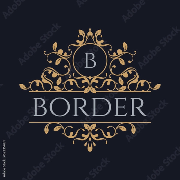 Obraz Title border with monogram. Classic floral ornament. Decorative elegant frame.