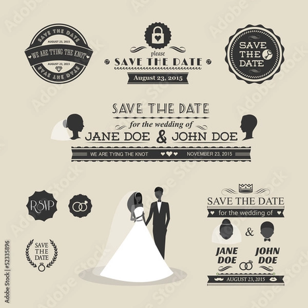 Obraz Set of wedding typography