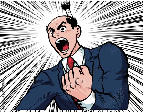 Fototapeta プレゼンで叫ぶ熱血ビジネスマンのイラスト