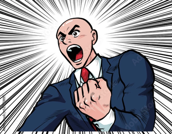 Fototapeta プレゼンで叫ぶ熱血ビジネスマンのイラスト