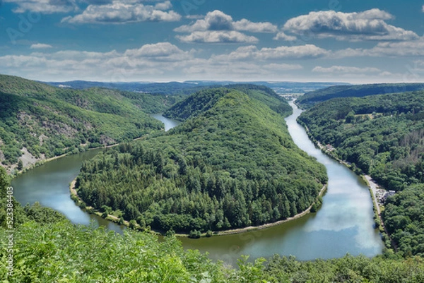 Fototapeta bend of the river Saar, Germany, panorama view