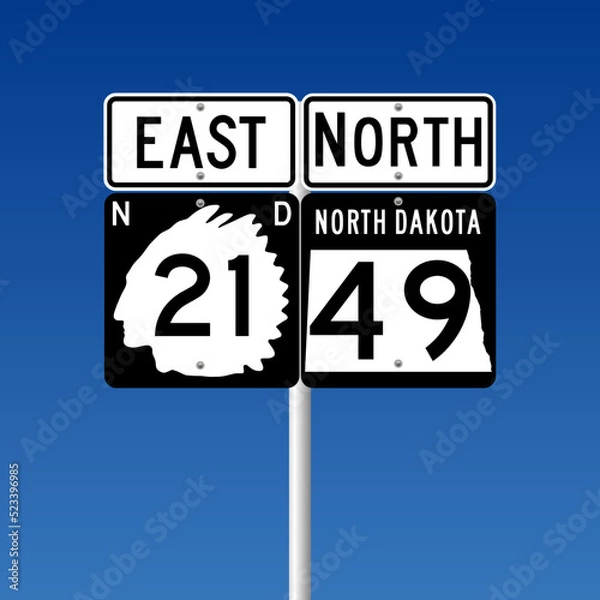 Obraz Vector illustration of the North Dakota State Highway road sign on metallic post