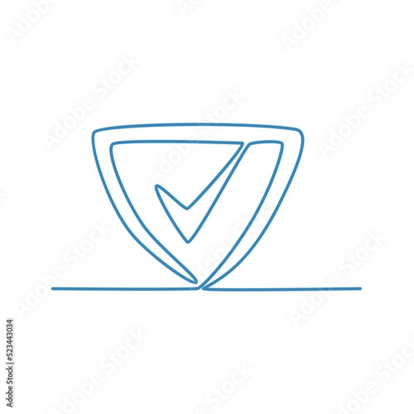 Obraz Shield With Check Mark Continuous Line