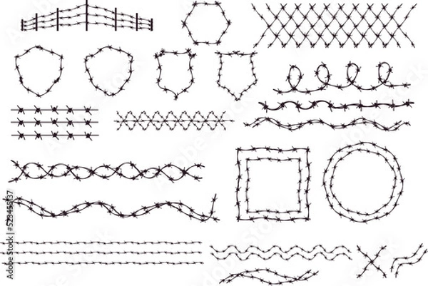 Fototapeta Barbed Wire set 