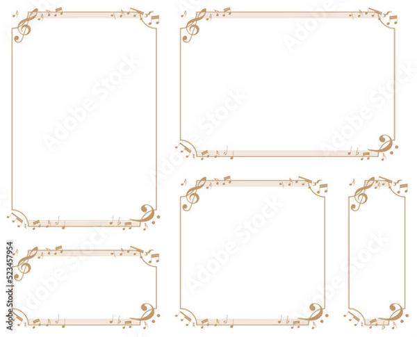 Obraz Music-themed decorative frame.Decorative frame.A frame that gave a change in size to the same design.Good frame for a4 size paper.Background for certificate.