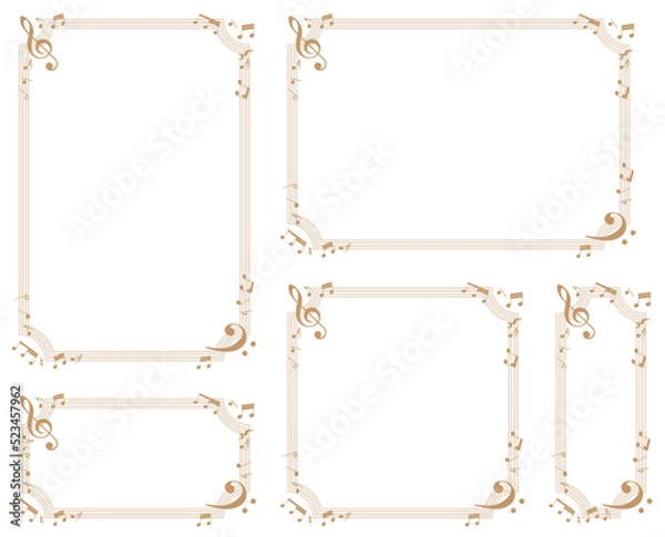 Obraz Music-themed decorative frame.Decorative frame.A frame that gave a change in size to the same design.Good frame for a4 size paper.Background for certificate.