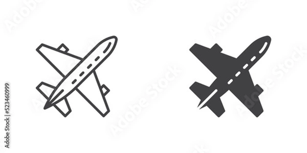 Fototapeta Airplane icon, line and glyph version