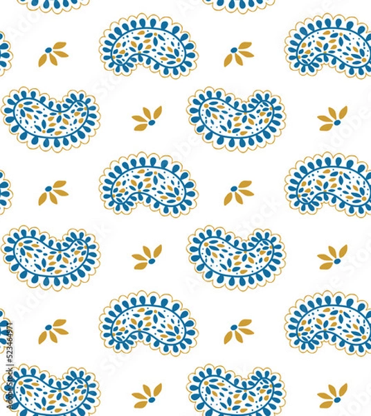 Fototapeta Paisley seamless patterns. Hand drawn ethnic vector illustrations.