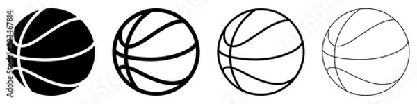 Obraz Basketball ball icons set. Basketball ball isolated icon. Black basketball symbols. Vector illustration.