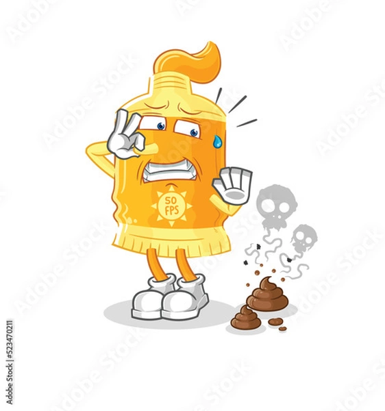 Obraz sunscreen with stinky waste illustration. character vector