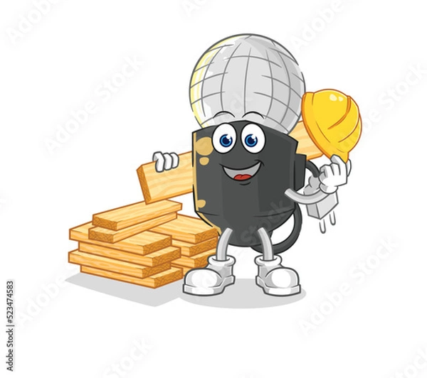 Fototapeta mic builder vector. cartoon character
