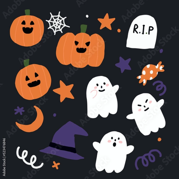 Fototapeta halloween seamless background with pumkin, ghost