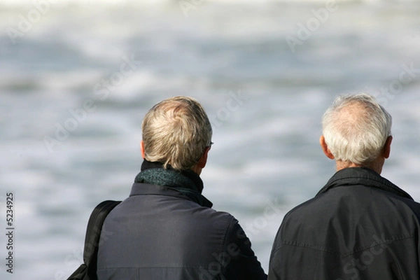 Obraz couple masculin qui regarde la mer