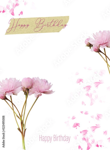 Obraz card with pink flowers