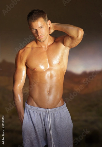 Obraz Młody męski model mięśni